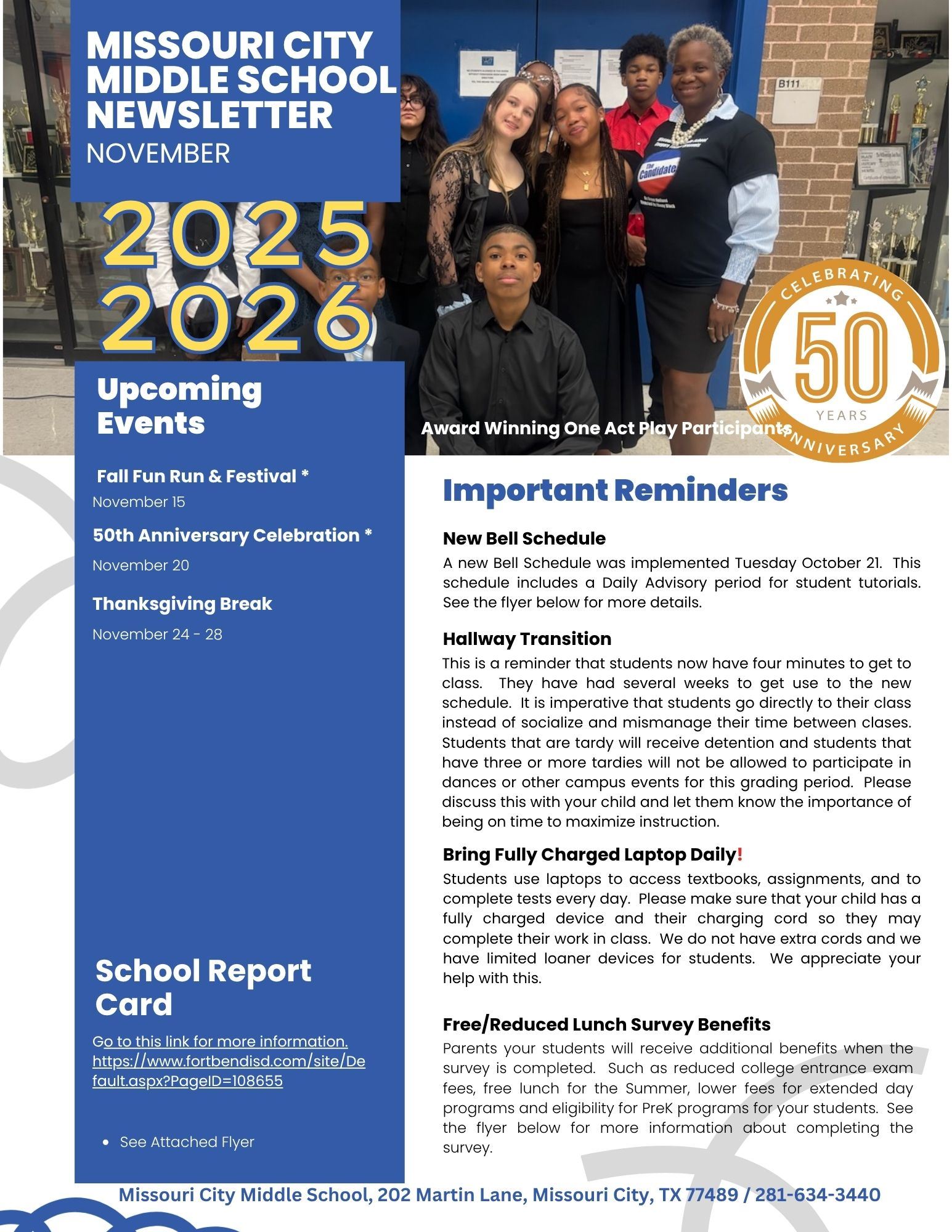  Missouri City Middle School Newsletter